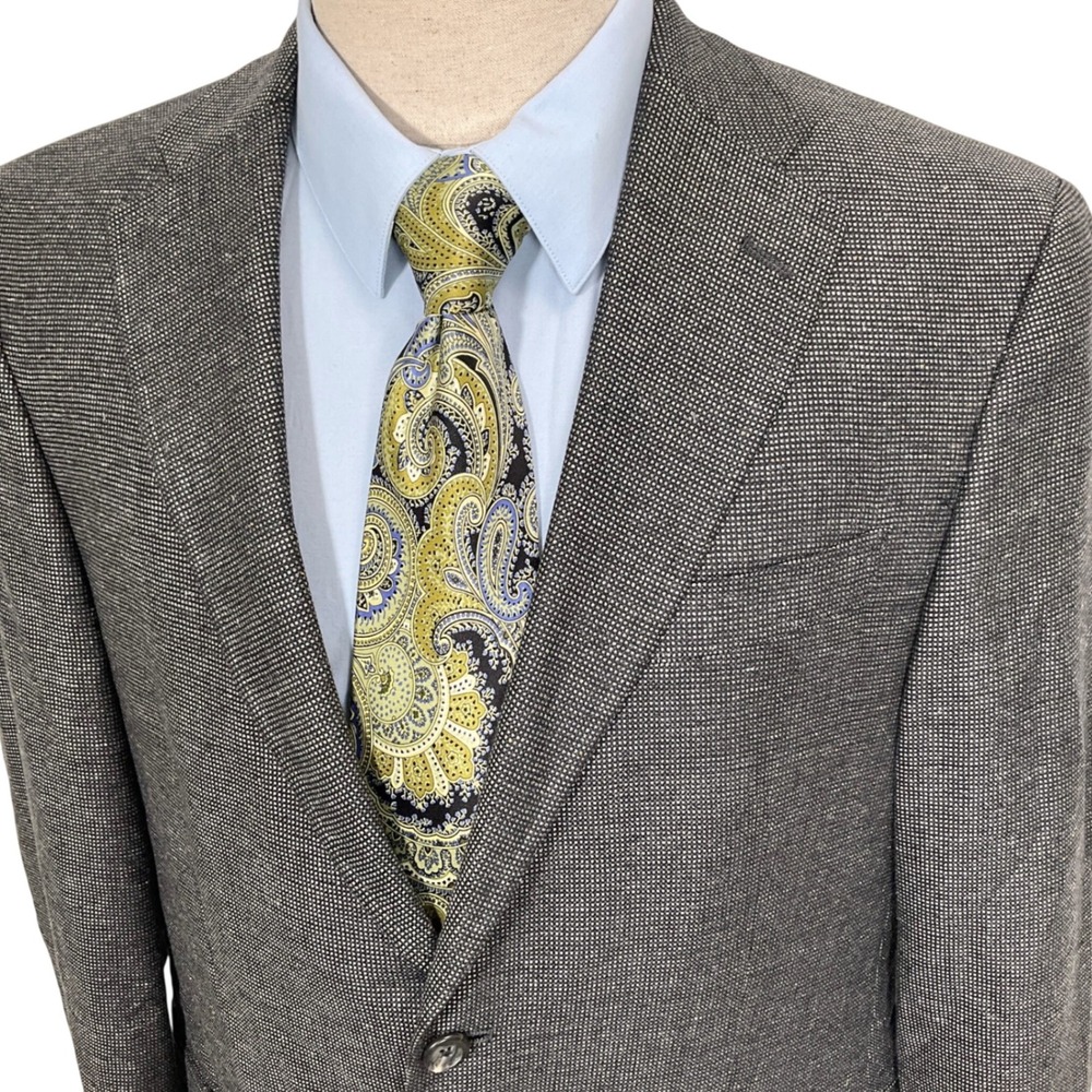 Hart Schaffner Marx Blazer Mens 42R Gray Micro Check Birdseye Dapper USA Jacket